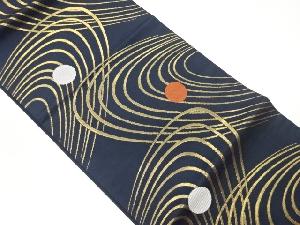 曲線に水玉模様織出し開き名古屋帯（額縁仕立て）